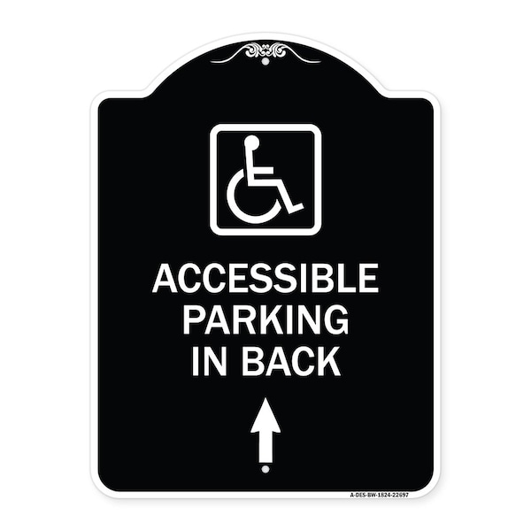Signmission W/ NY Approved Isa Accessible Parking on Up Arrow Heavy-Gauge Alum Sign, 24" x 18", BW-1824-22697 A-DES-BW-1824-22697 - main
